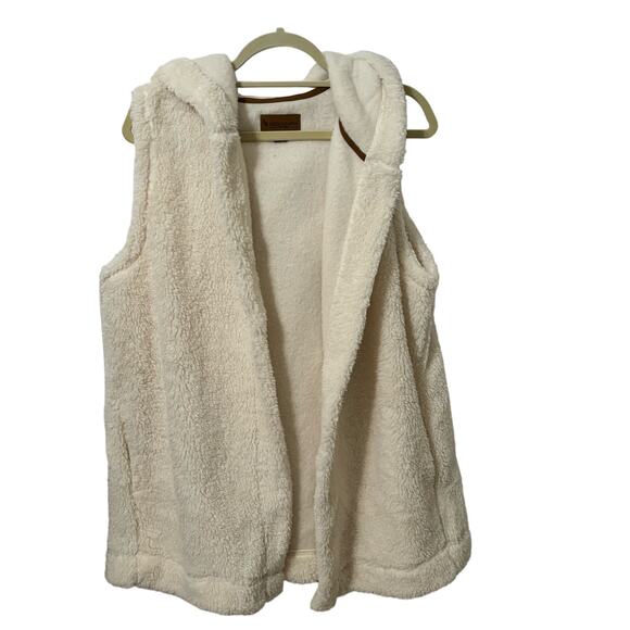 Koolaburra Jackets & Blazers - Koolaburra by Ugg Womens Cozy Sherpa Ivory Hooded Sleeveless Vest Jacket Size L